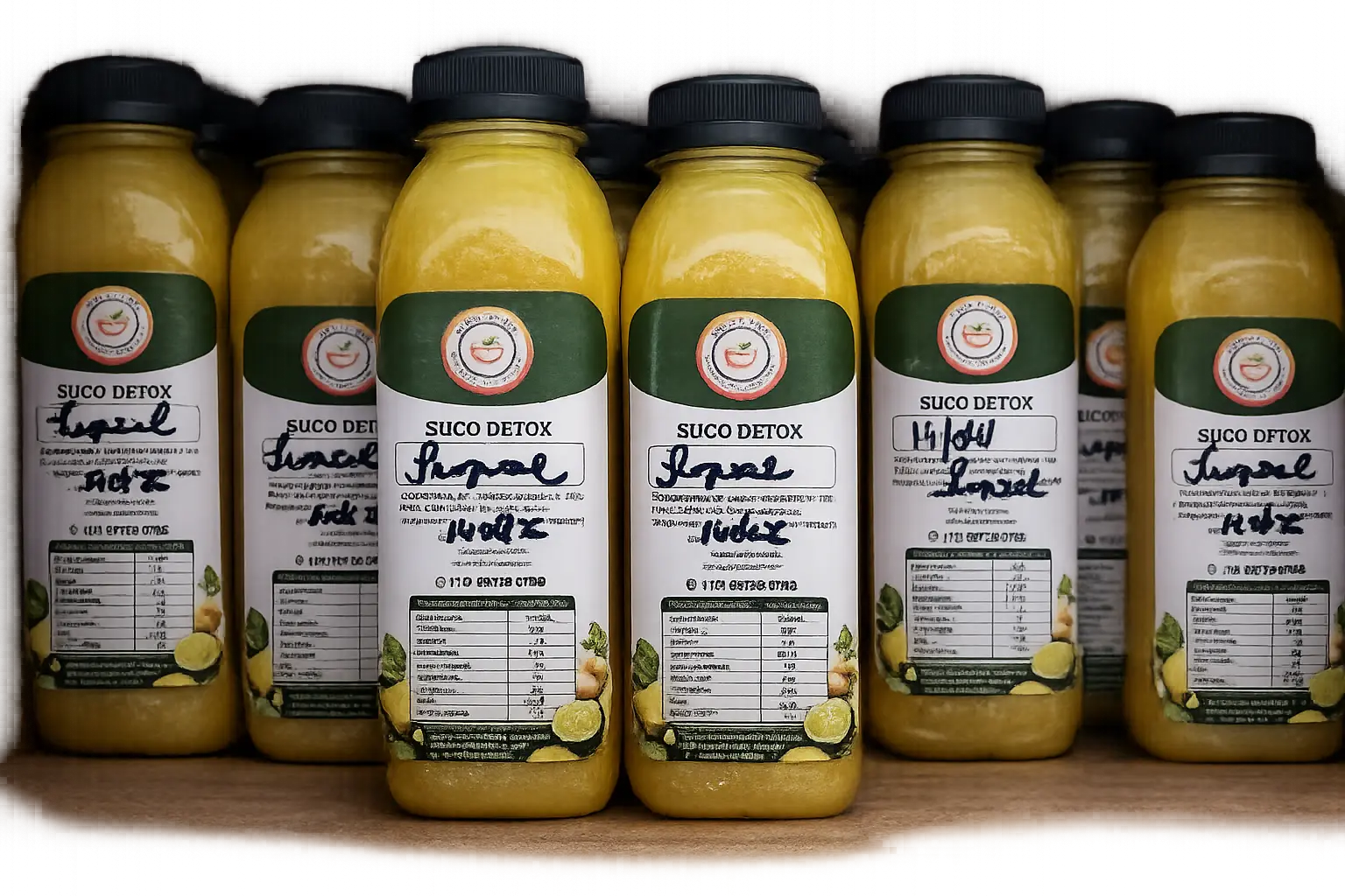 Suco detox verde natural com abacaxi, couve, hortelã, limão, gengibre e água de coco
